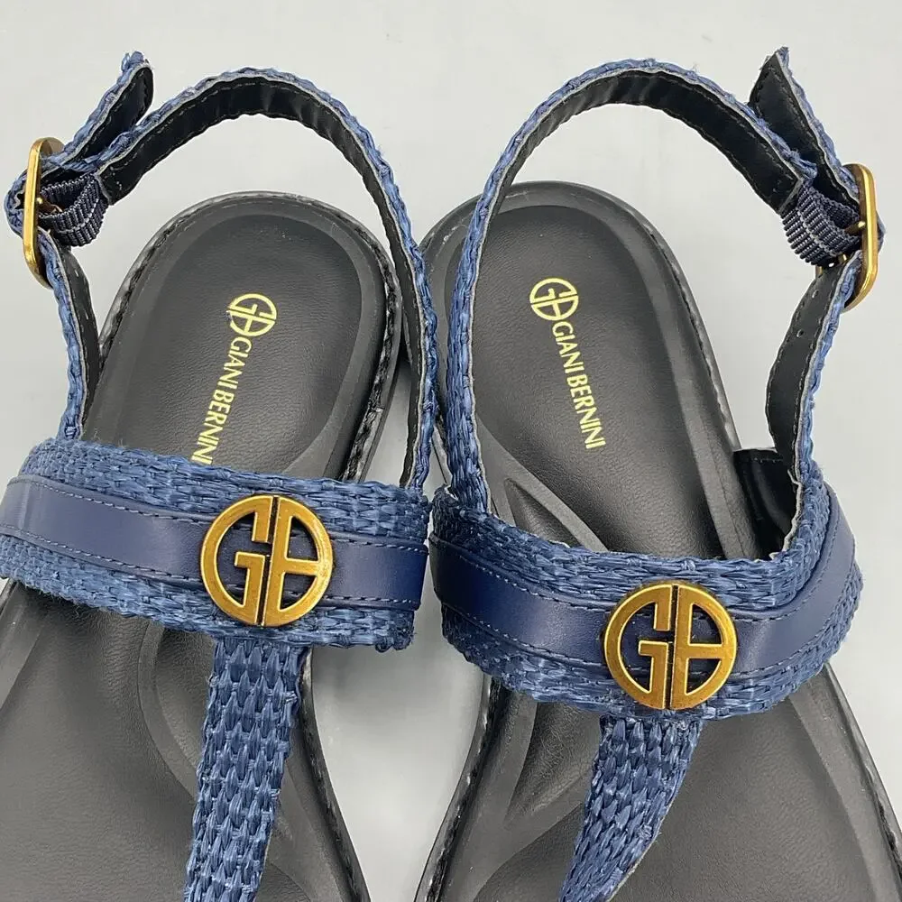 NEW Giani Bernini Women’s Nayelli Thong Flat Sandals Navy Size 8.5M
